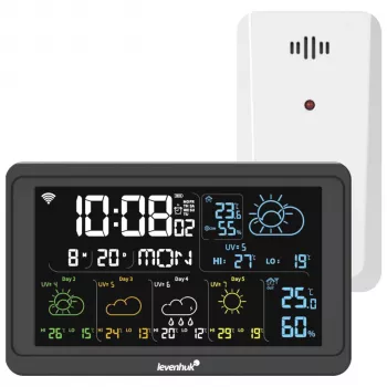 Estação meteorológica Levenhuk Wezzer PLUS LP80 com ecrã LCD a cores, sensor sem fios, preto
