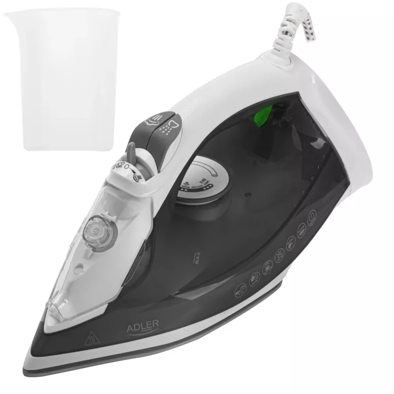 Adler AD 5051 Ferro de engomar a vapor com base de cerâmica, 2600 W, depósito 350 ml