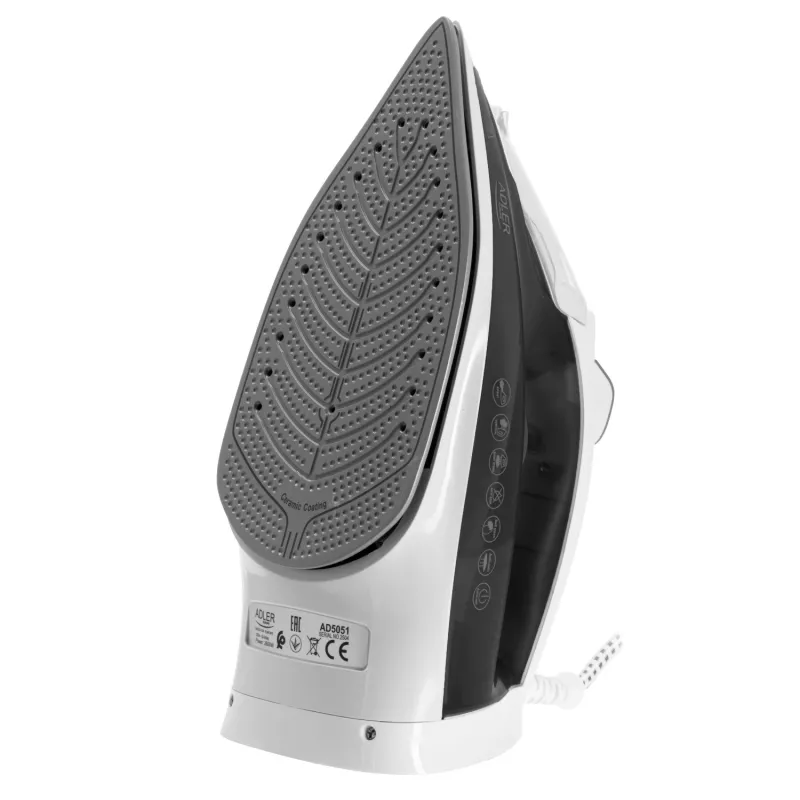 Adler AD 5051 Ferro de engomar a vapor com base de cerâmica, 2600 W, depósito 350 ml