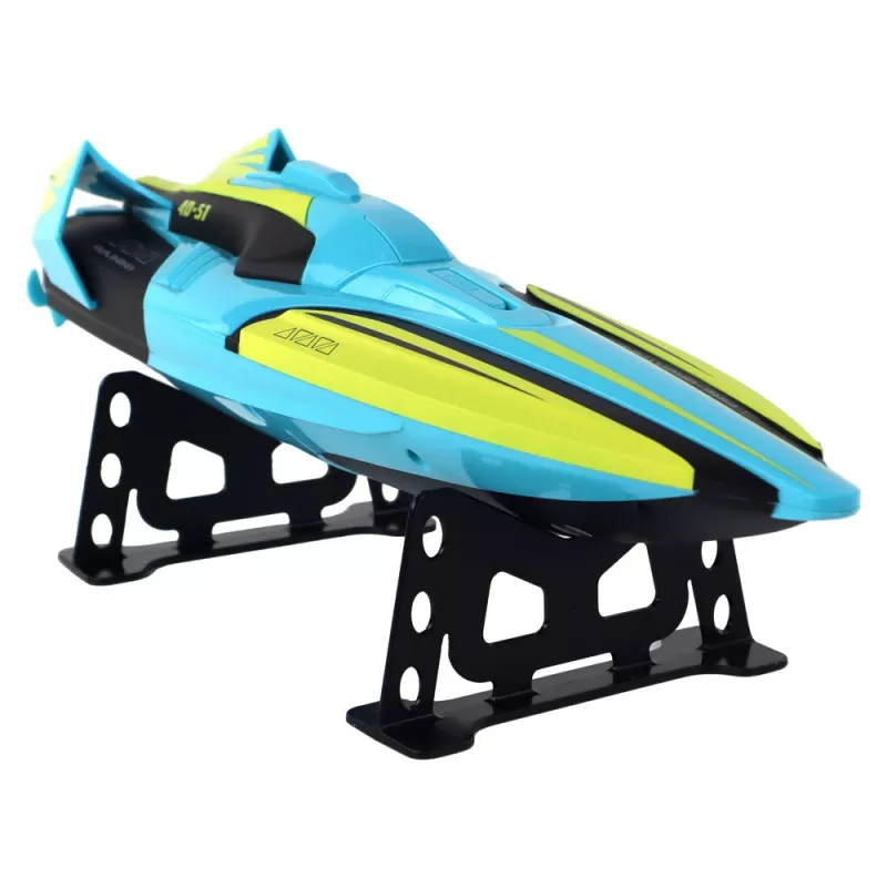 LEAN TOYS Barco RC 2.4G amarelo-turquesa à prova de água com controlo remoto
