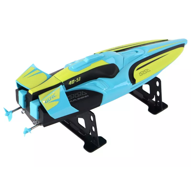 LEAN TOYS Barco RC 2.4G amarelo-turquesa à prova de água com controlo remoto