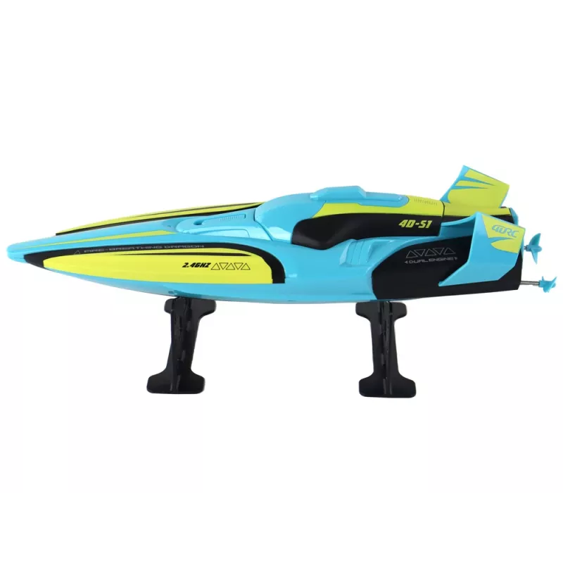 LEAN TOYS Barco RC 2.4G amarelo-turquesa à prova de água com controlo remoto