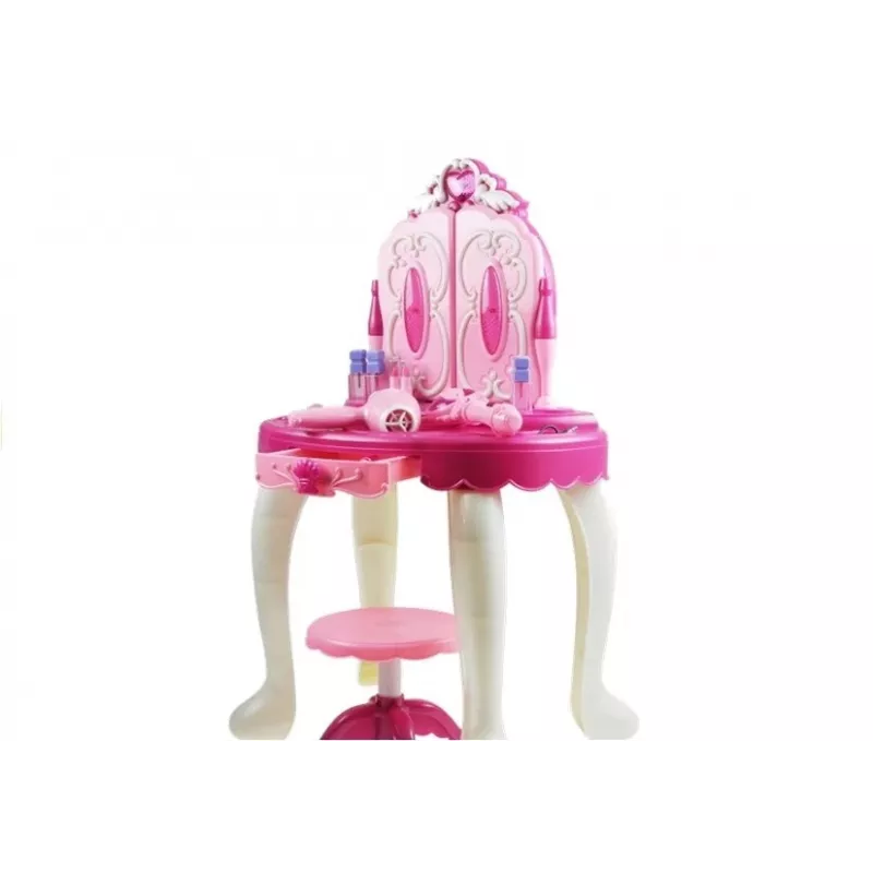 LEAN TOYS Penteadeira com luz e som, banco, entrada MP3, magia