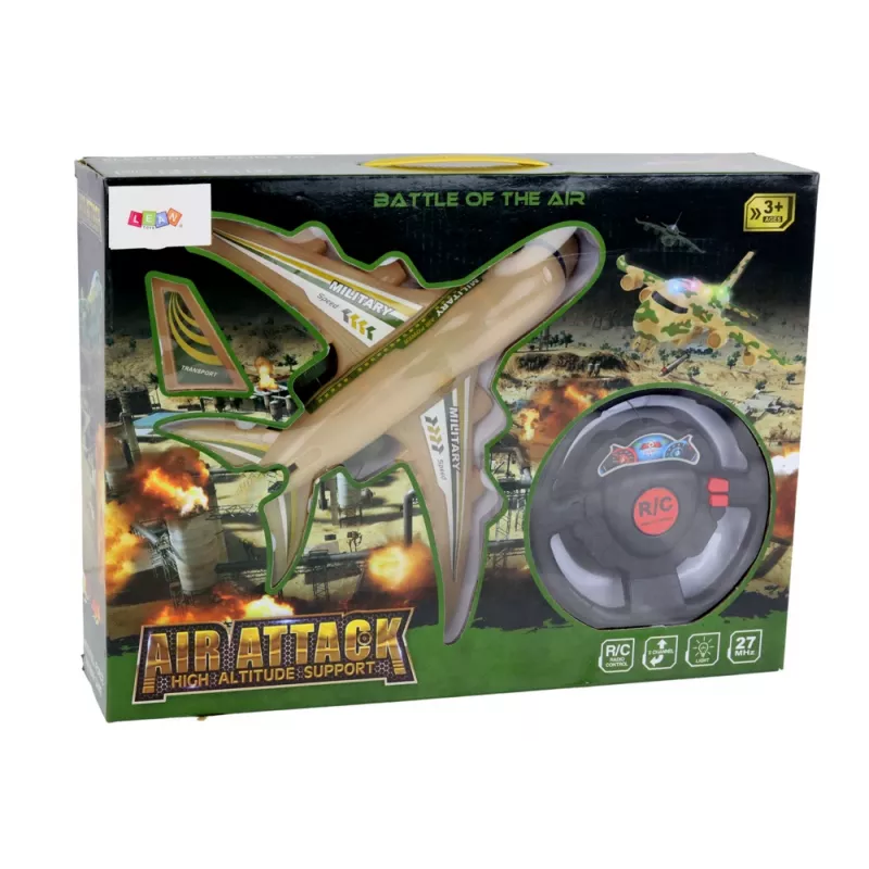 LEAN TOYS avião R/C telecomandado militar camuflado luzes comando