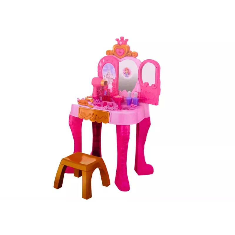 LEAN TOYS Penteadeira de Maquilhagem Infantil com Acessórios de Sensor de Gestos, Rosa