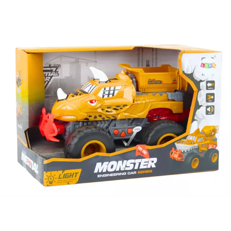 LEAN TOYS carro todo-o-terreno dinossauro com tração por fricção camião basculante laranja
