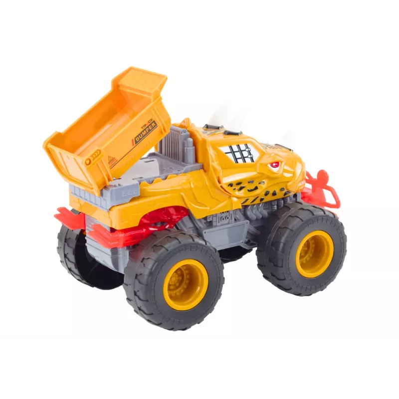 LEAN TOYS carro todo-o-terreno dinossauro com tração por fricção camião basculante laranja