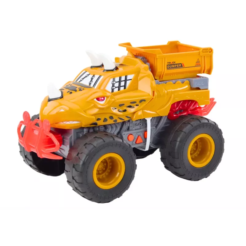 LEAN TOYS carro todo-o-terreno dinossauro com tração por fricção camião basculante laranja