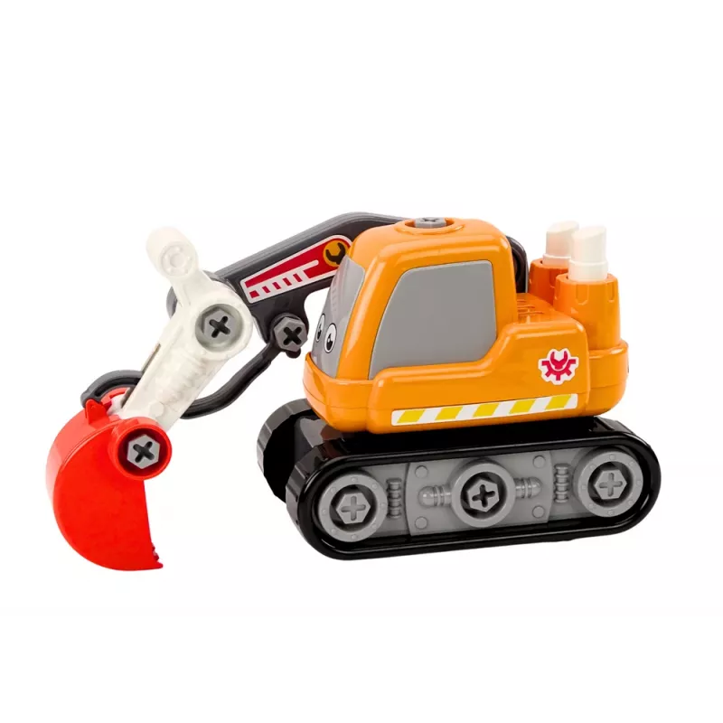 LEAN TOYS escavadora de rastos de desenhos animados kit de puzzle 3D de madeira - laranja