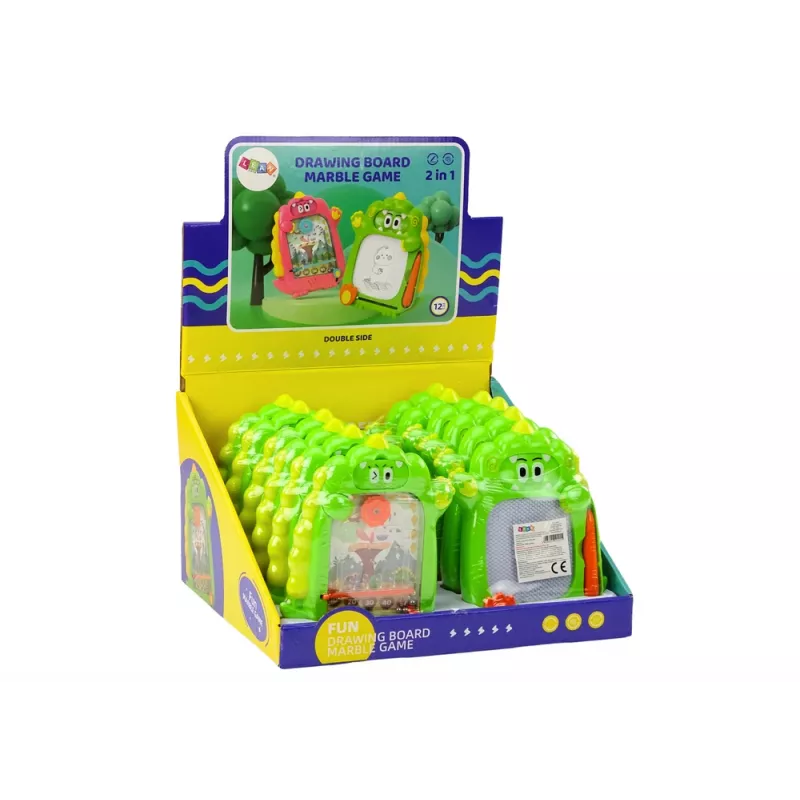 LEAN TOYS Quadro de desenho jogo de bolso 2 em 1 verde dinossauro