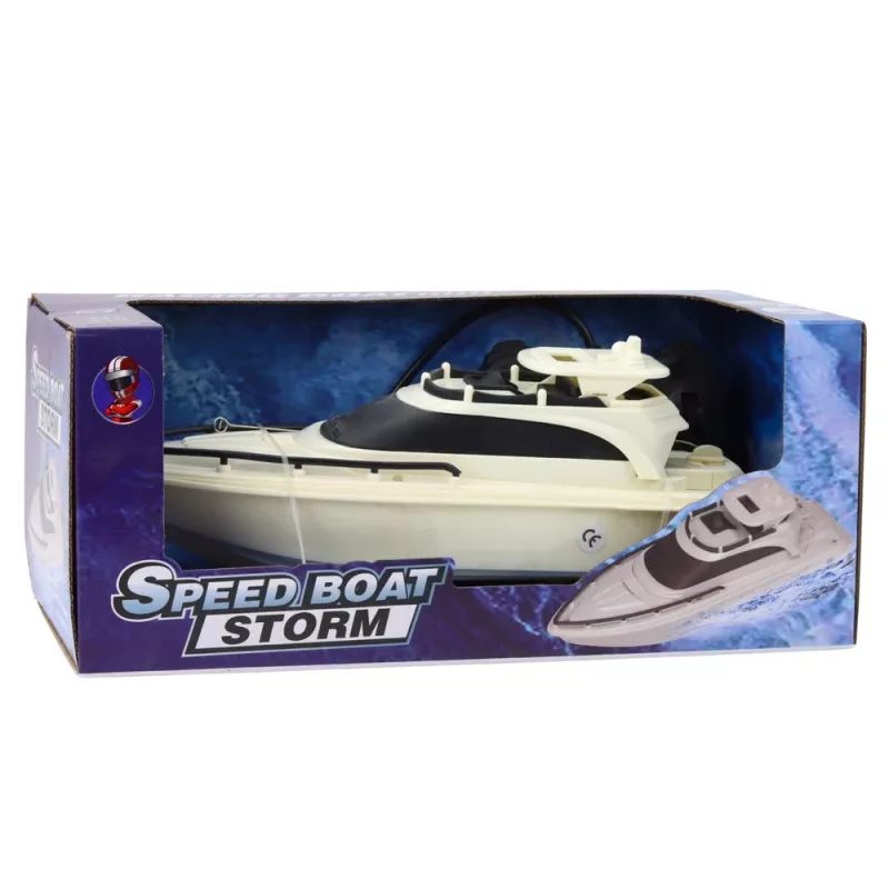 LEAN TOYS Barco a motor RC a pilhas preto-branco