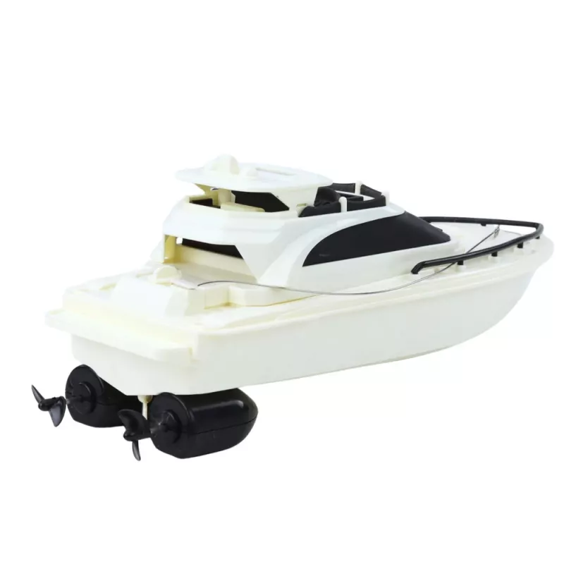 LEAN TOYS Barco a motor RC a pilhas preto-branco