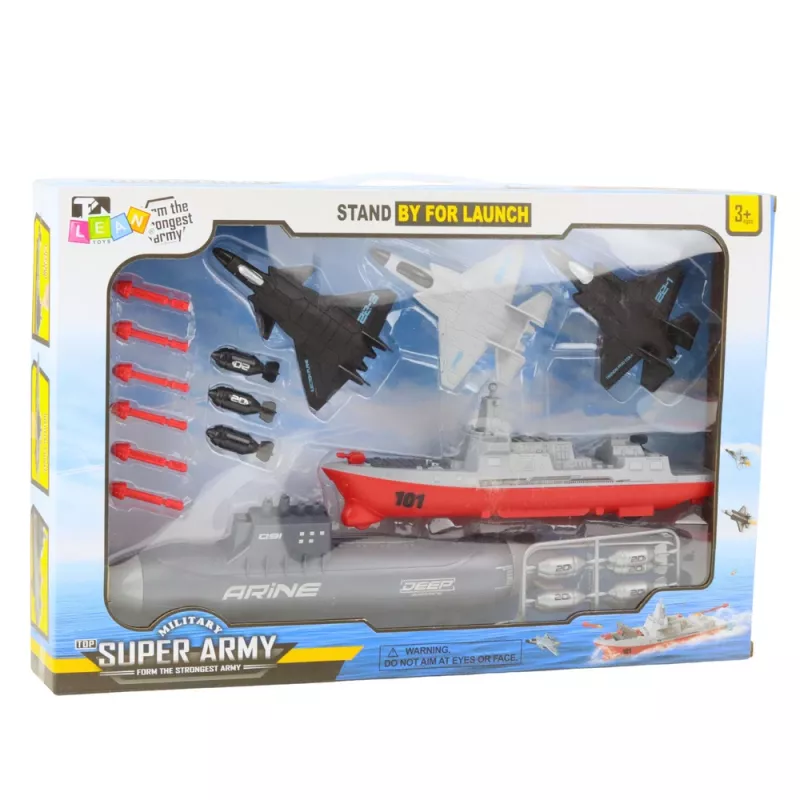 LEAN TOYS Conjunto militar navio submarino aviões de combate mísseis