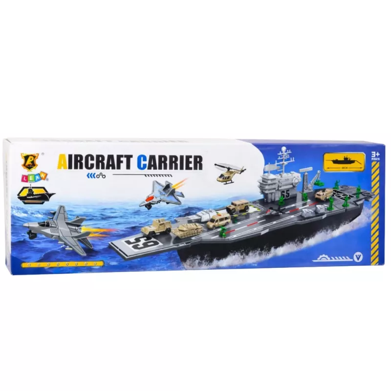 LEAN TOYS Grande porta-aviões militar com aviões de combate, tanques e veículos 70 cm