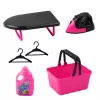 LEAN TOYS Conjunto de Eletrodomésticos Máquina de Lavar Interativa com Sons e Acessórios, preto e rosa