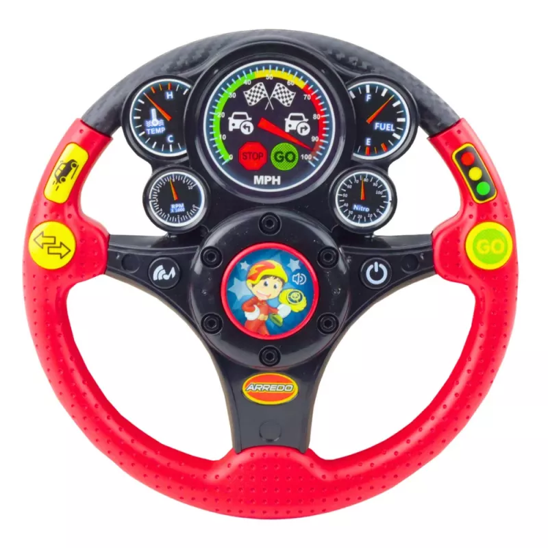 LEAN TOYS Volante Interativo para Crianças com Luzes, Sons e Vibrações, vermelho