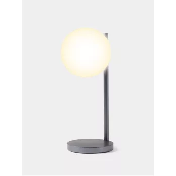 Lexon Bubble Lamp Candeeiro de Secretária LED com Carregador Qi de 15W, Gunmetal
