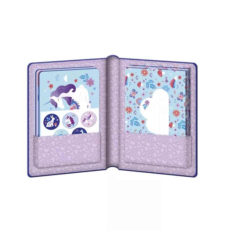Janod Dreamland Unicorn Conjunto de Papelaria 40 Peças - Convites, Cartões de Agradecimento, Envelopes, Autocolantes, Caneta