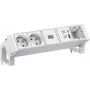 BACHMANN DESK2 ALU WHITE 2xUTE 1xCM 1xUSB A/C 22W 0,2m GST18