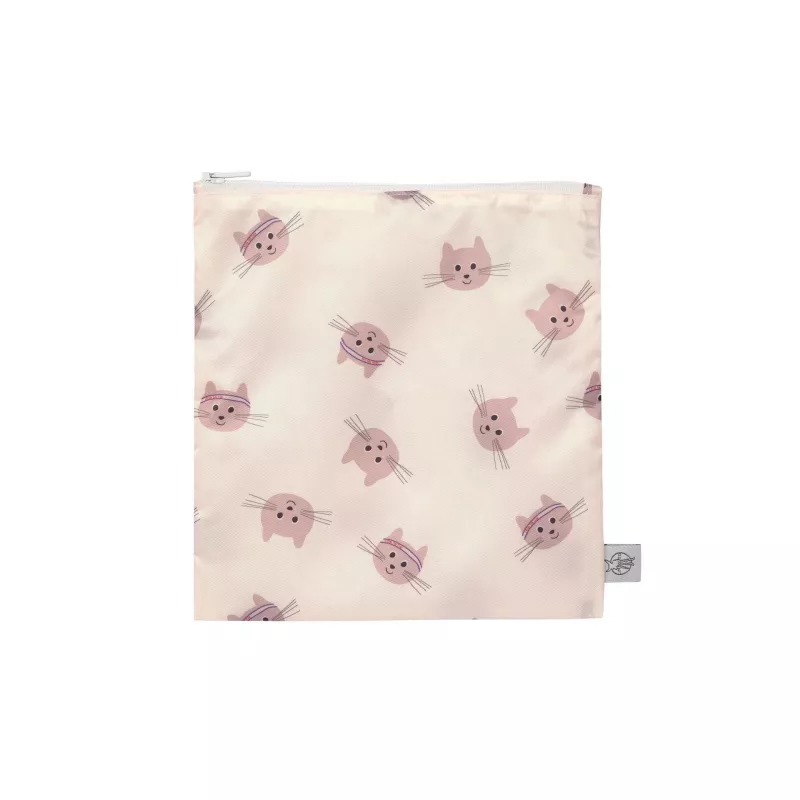 Conjunto de sacos de lanche Lassig, pack de 2, Tiny Team Cat, sacos reutilizáveis com fecho