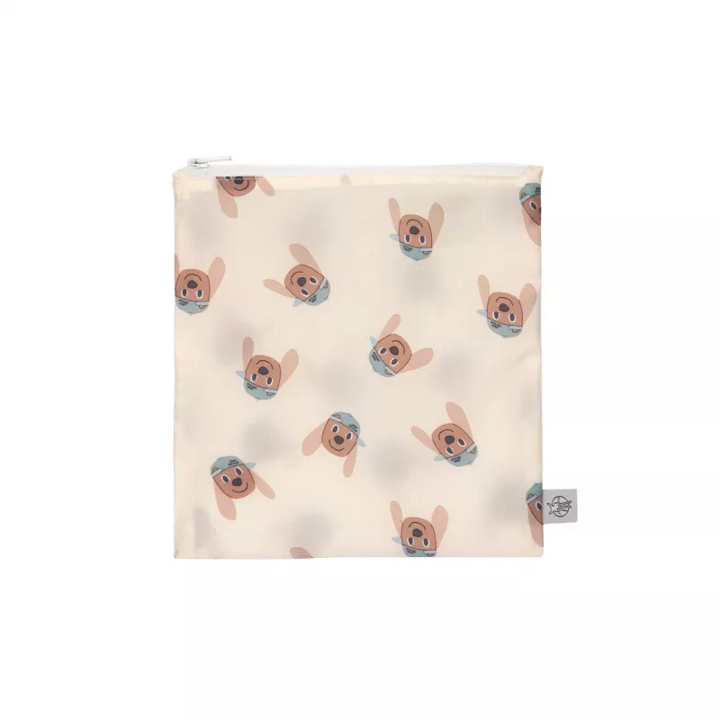 Conjunto de sacos de lanche Lassig, 2 peças, Tiny Team Doggy bege/castanho