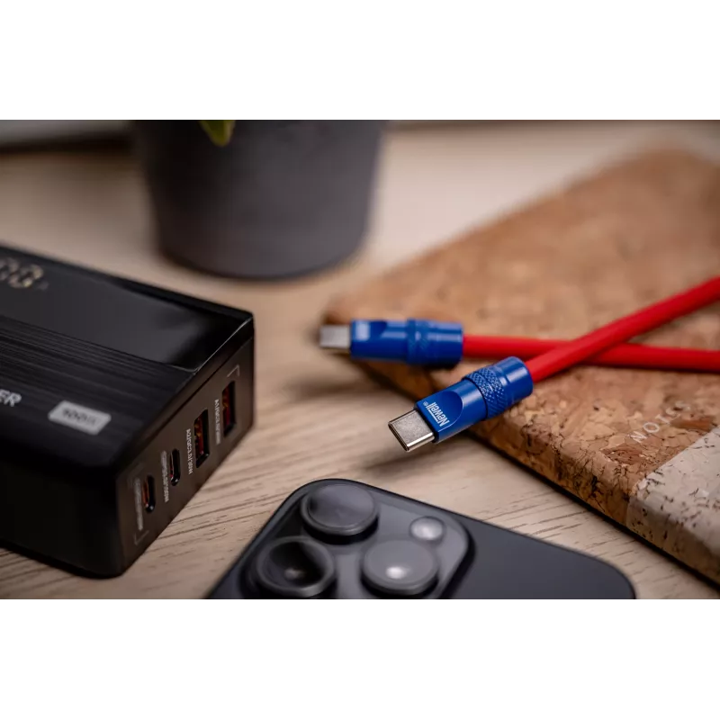 Newell Cabo USB-C para USB-C 100W 2m silicone vermelho-azul-marinho