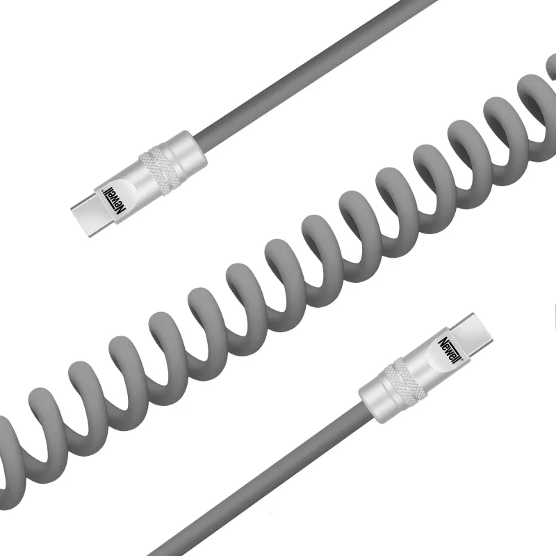 Newell Cabo USB-C para USB-C 100W, 1,5m, silicone, espiral, cinzento
