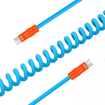 Newell Cabo USB-C para USB-C 100W 1,5m silicone espiral azul-laranja