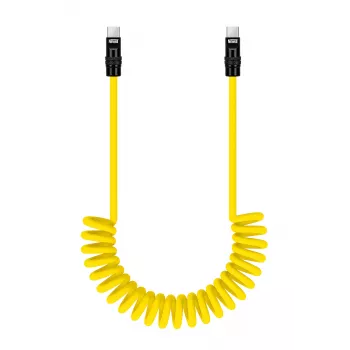 Newell Cabo USB-C para USB-C 100W, 1,5m, silicone, espiral, amarelo-preto