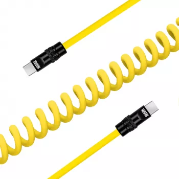 Newell Cabo USB-C para USB-C 100W, 1,5m, silicone, espiral, amarelo-preto