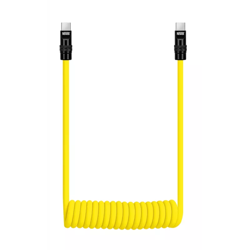 Newell Cabo USB-C para USB-C 100W, 1,5m, silicone, espiral, amarelo-preto