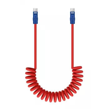 Newell Cabo USB-C para USB-C 100W 1,5m silicone espiral vermelho-azul-marinho