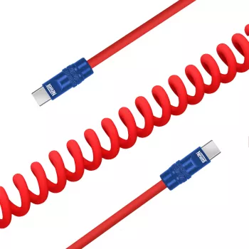 Newell Cabo USB-C para USB-C 100W 1,5m silicone espiral vermelho-azul-marinho
