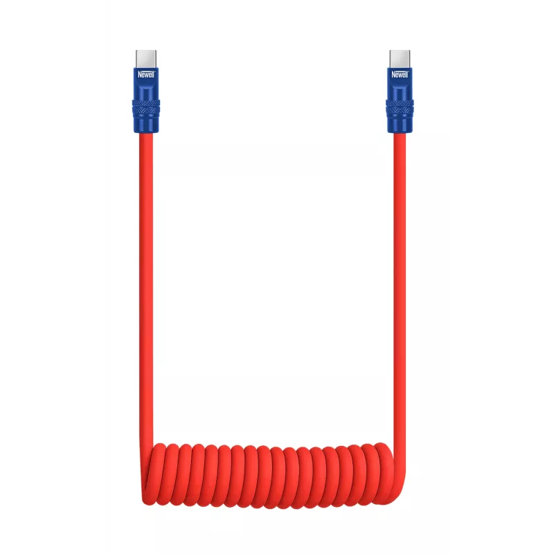 Newell Cabo USB-C para USB-C 100W 1,5m silicone espiral vermelho-azul-marinho