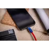 Newell Cabo USB-C para USB-C 100W 1,5m silicone espiral vermelho-azul-marinho