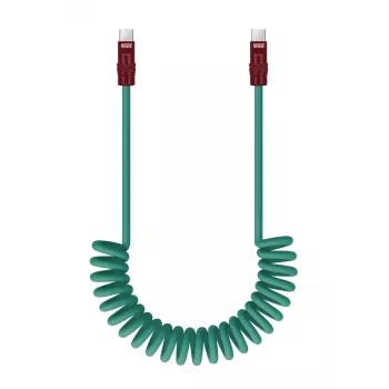 Newell Cabo USB-C para USB-C 100W, 1,5m, silicone, espiral, verde-bordô