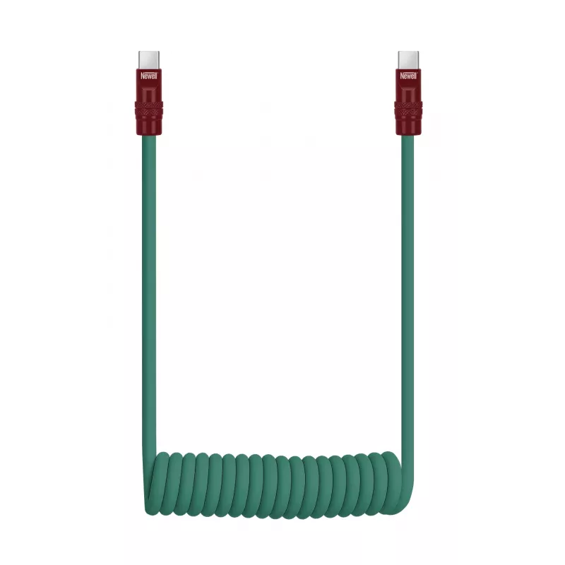 Newell Cabo USB-C para USB-C 100W, 1,5m, silicone, espiral, verde-bordô