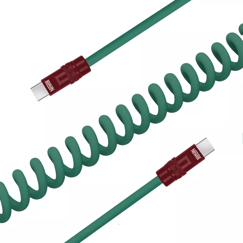 Newell Cabo USB-C para USB-C 100W, 1,5m, silicone, espiral, verde-bordô
