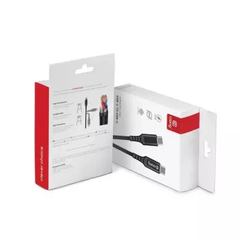 Crong Armor Link Cabo USB-C para USB-C 100W PD 5A 200cm Preto