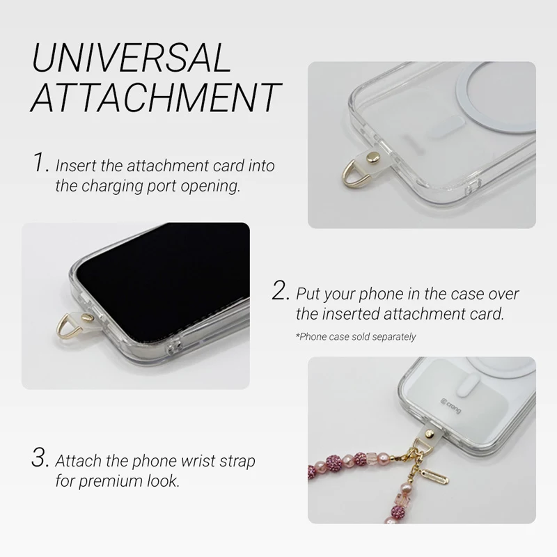 Crong Phone Charm Cordão com Âncora Dourado