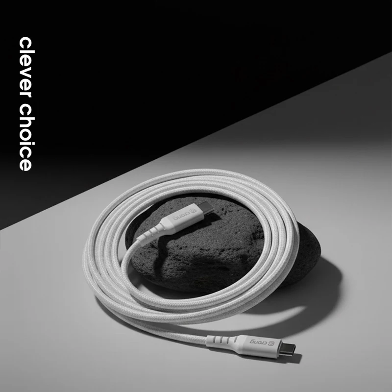 Crong Armor Link Cabo USB-C para USB-C 100W PD 5A 200cm Branco