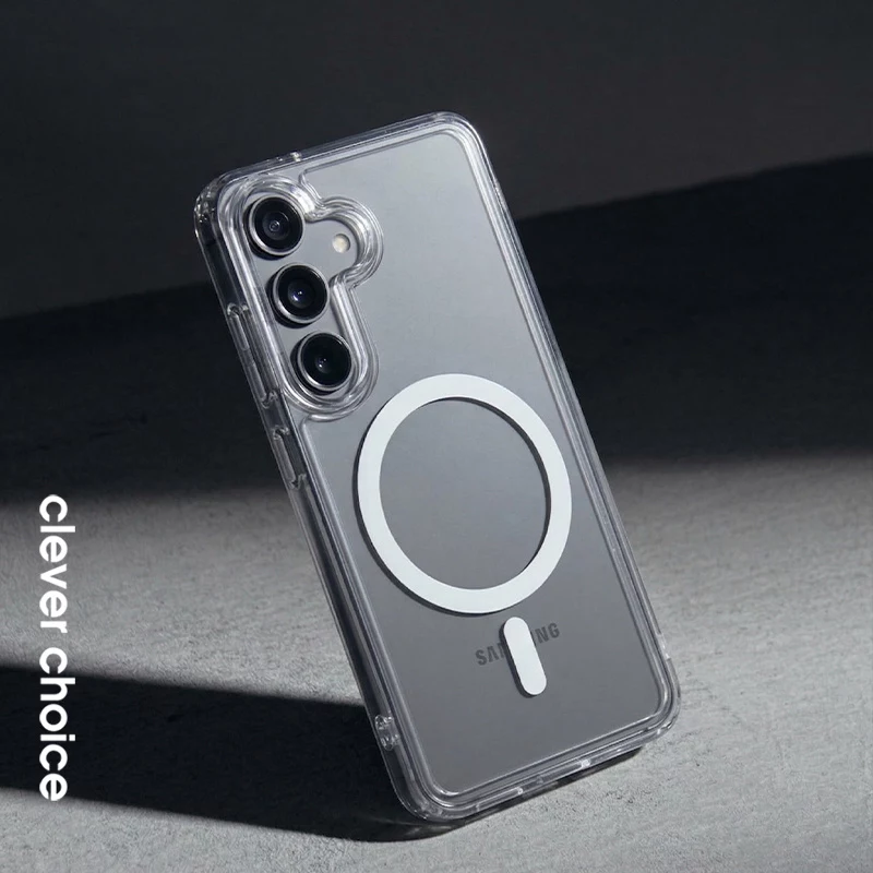Crong Hybrid Clear Capa Magnética com MagSafe para Samsung Galaxy S26+ (Transparente)