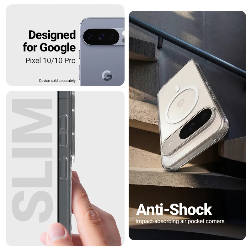Crong Hybrid Clear Capa Magnética com MagSafe para Google Pixel 10 / 10 Pro, Transparente