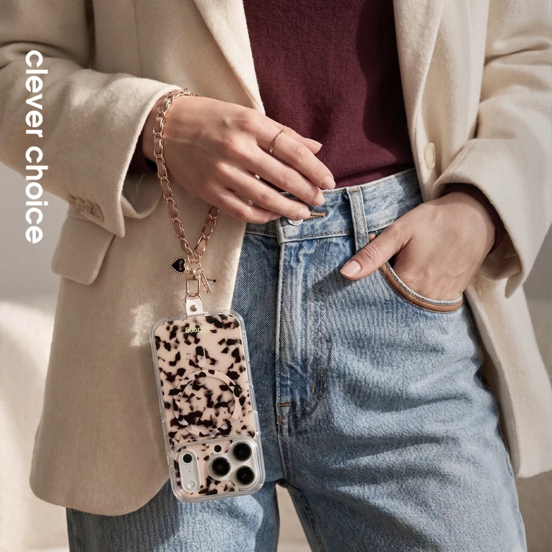 Crong Phone Charm - Cordão de nylon entrançado Beige Twist