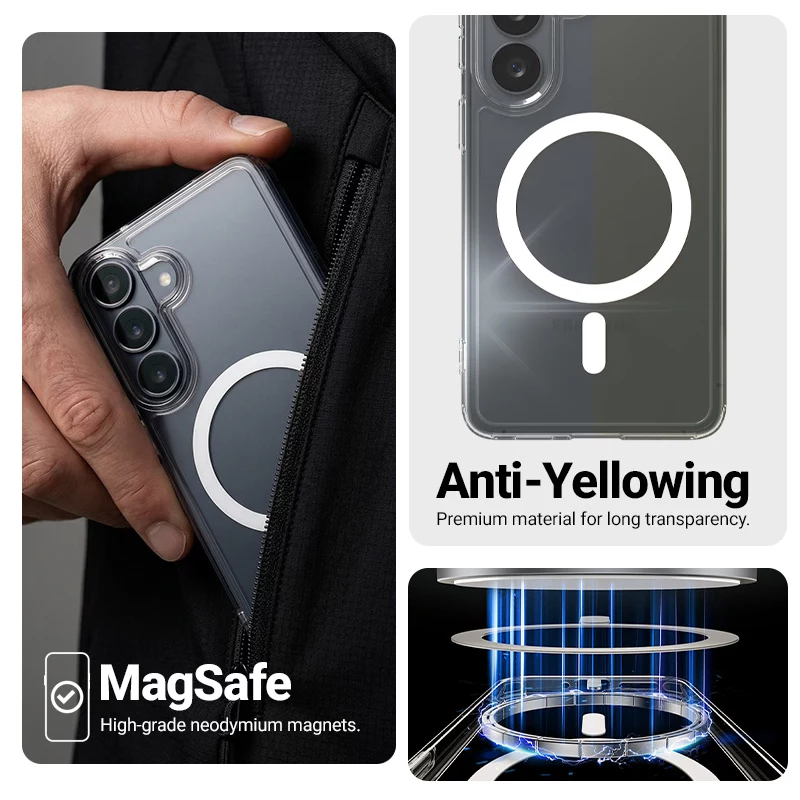 Crong Hybrid Clear Magnetic Capa para Nothing Phone 4a, compatível com MagSafe, Transparente