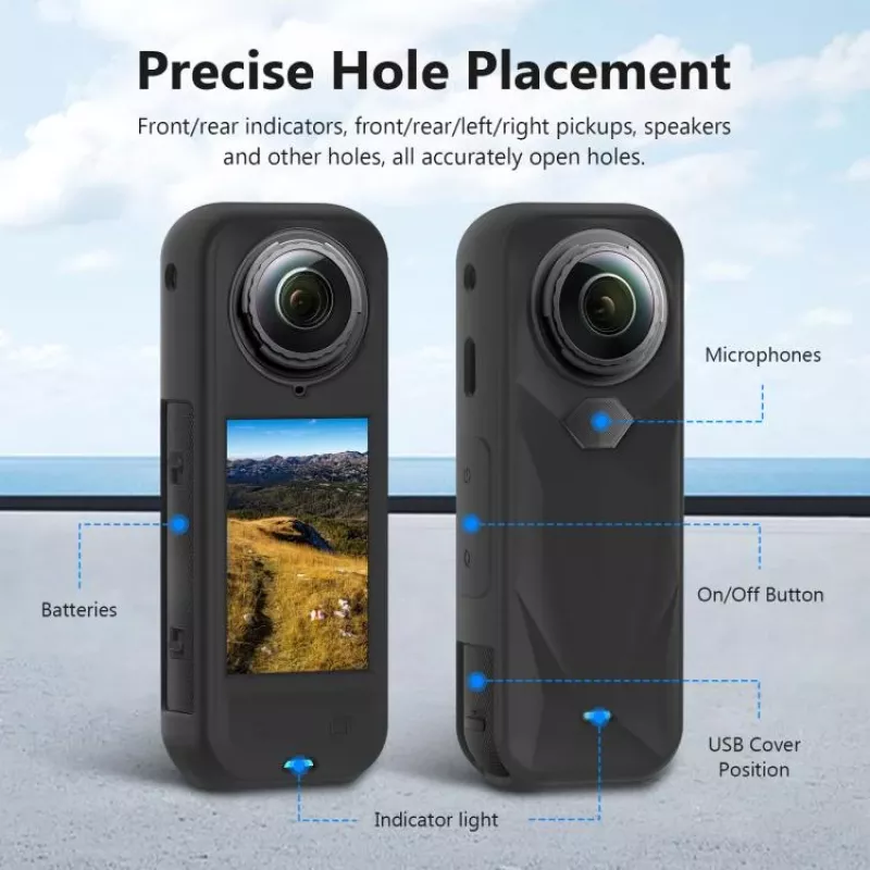 PULUZ PU757B Tampa de lente e capa protetora de silicone para Insta360 X5