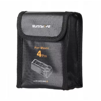 SUNNYLIFE Bolsa de armazenamento ignífuga para bateria para DJI Mavic 4 Pro, para 2 baterias, preto