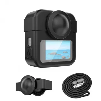 PULUZ Kit 3 em 1 capa de proteção, tampa de objetiva, alça de mão para GoPro Max 2 - preto
