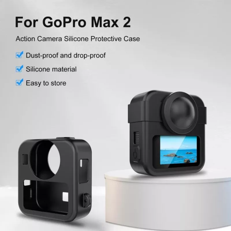 PULUZ Kit 3 em 1 capa de proteção, tampa de objetiva, alça de mão para GoPro Max 2 - preto