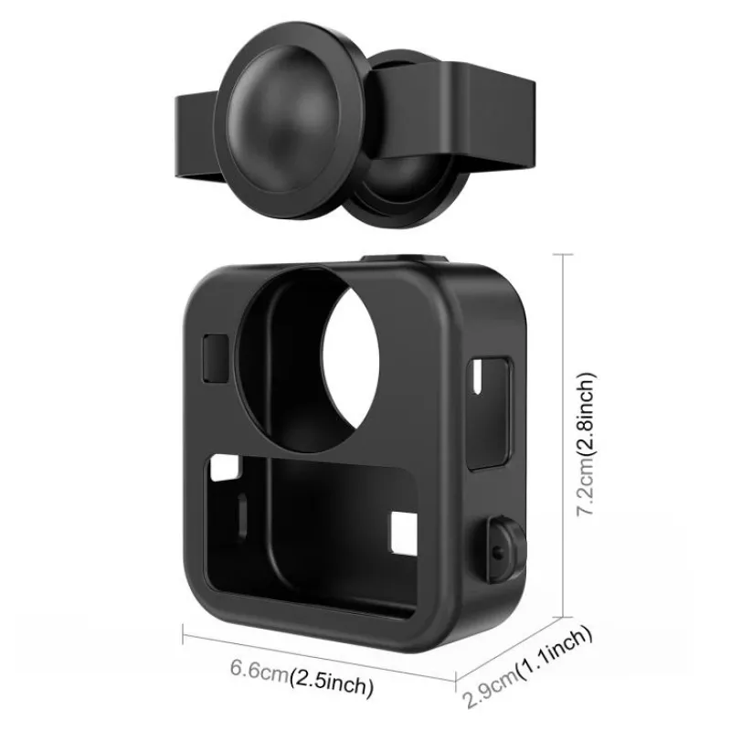 PULUZ Kit 3 em 1 capa de proteção, tampa de objetiva, alça de mão para GoPro Max 2 - preto